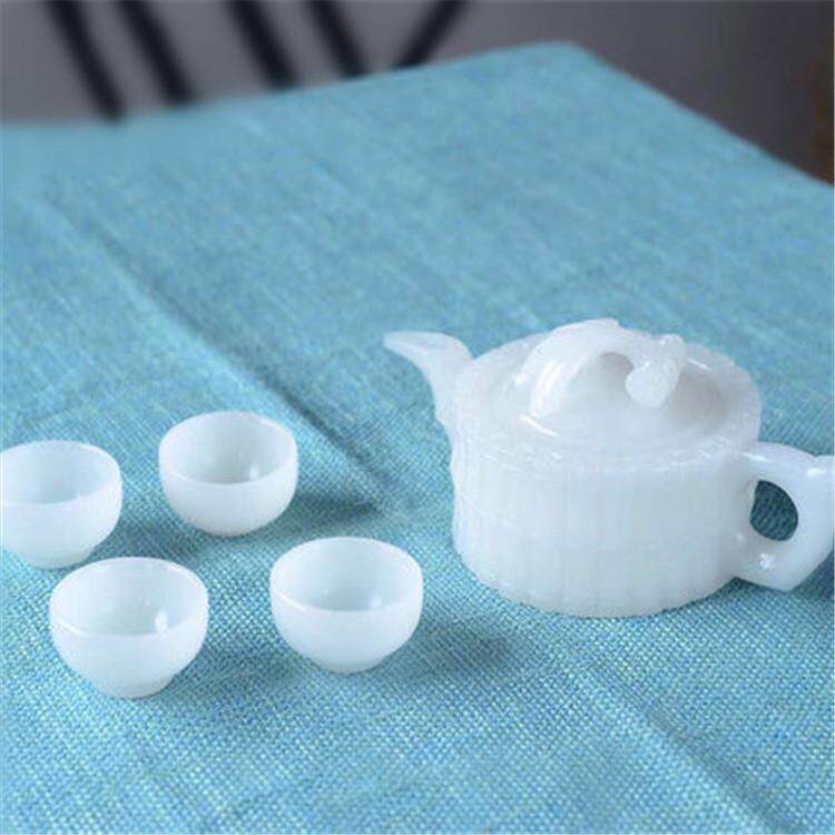 阿富汗白玉茶壶摆件白玉竹节壶茶具摆件玉饰品