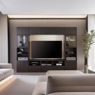 电视柜玻璃橱柜BESTA贝达现代简约电视柜子组合视听设备储物收纳