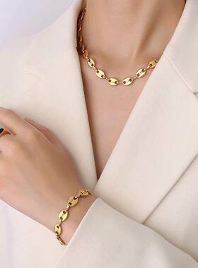 ins minimalist style popular pig nose stitching chain titani