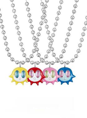 NewJeans同款海洋河豚海怪珠链项链小众趣味可爱高级中性男女吊坠