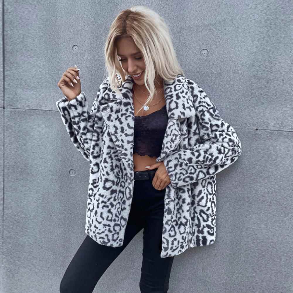 Top Loose Double-faced Leopard Jacket Large Lapel Fleece