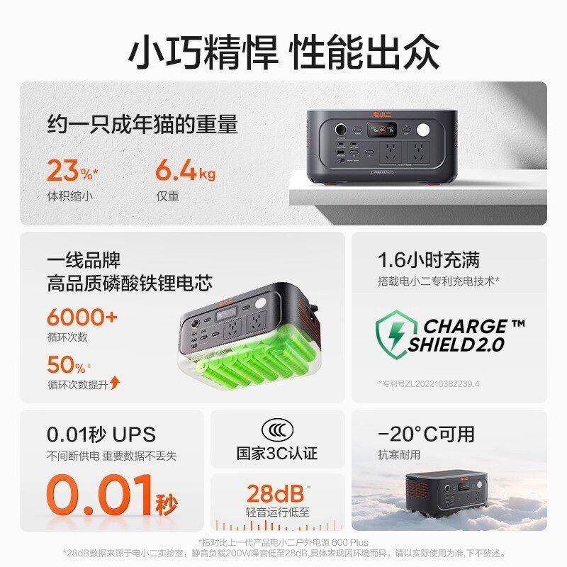 电电小户外电源600pro2 快充户外电DJO源50W大功率2020V二移动源