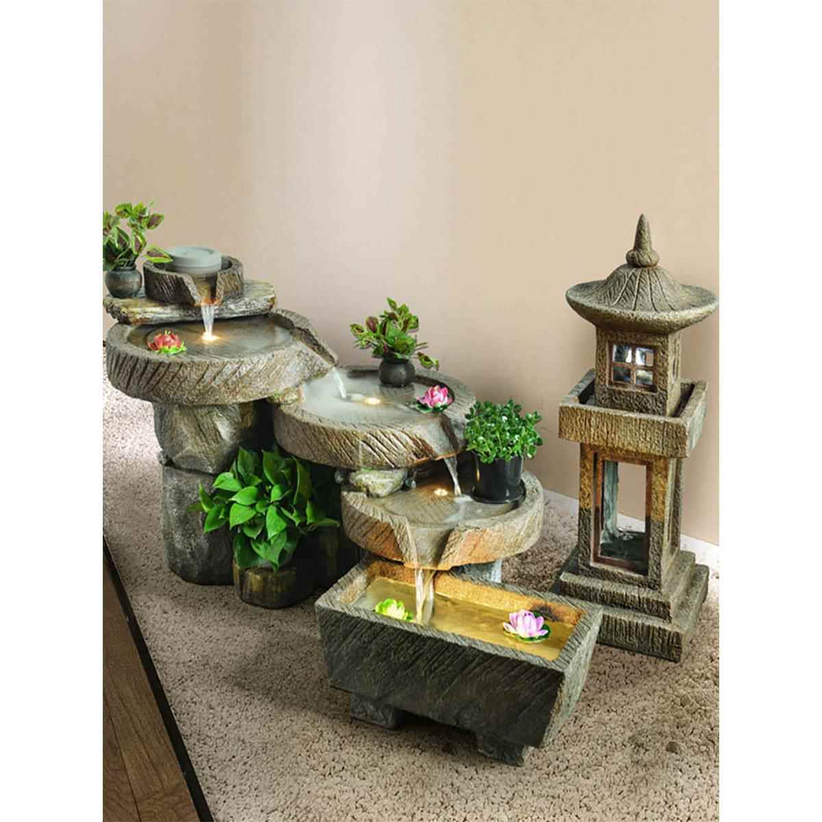 办公内装石山水风景DGQ落地假流水喷泉鱼室山池造景观饰阳台庭院