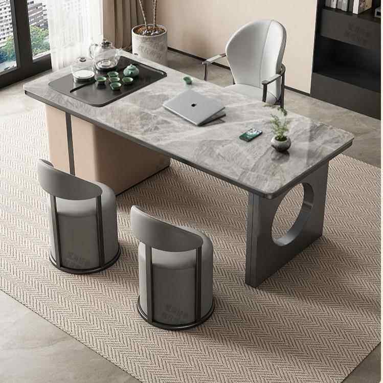 轻奢板桌椅阳组合岩现代茶简约KXL办公室泡茶台家用台多功能茶几