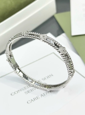 公价14.8万】99新梵克雅宝18K白金万花筒钻石手镯正品尺码咨询