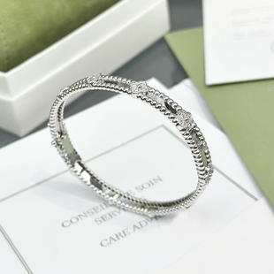 公价14.8万】99新梵克雅宝18K白金万花筒钻石手镯正品尺码咨询