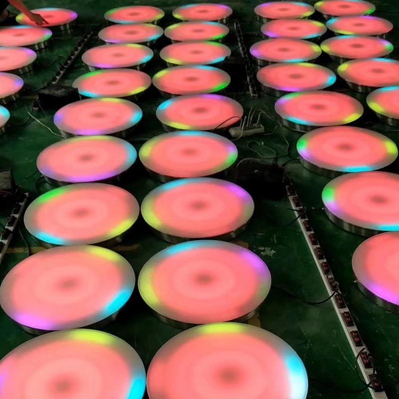 LED感应地砖灯圆形音乐七彩地埋灯发光地板户外互动防水脚踩灯具