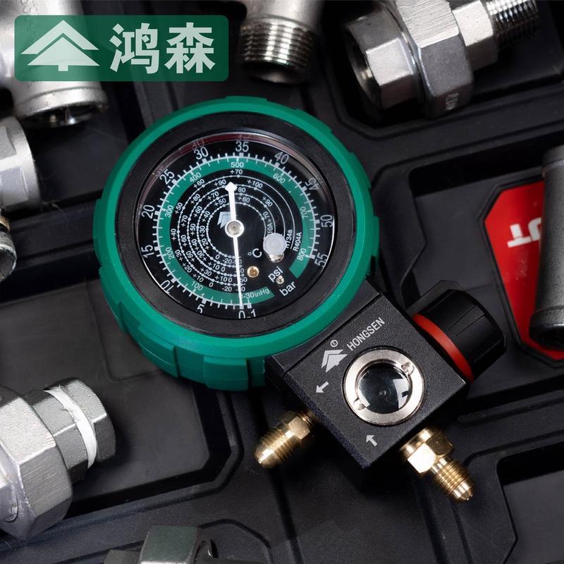 鸿森M480空调加氟表雪种表R32R410R22加液加氟单表阀压力表冷媒表
