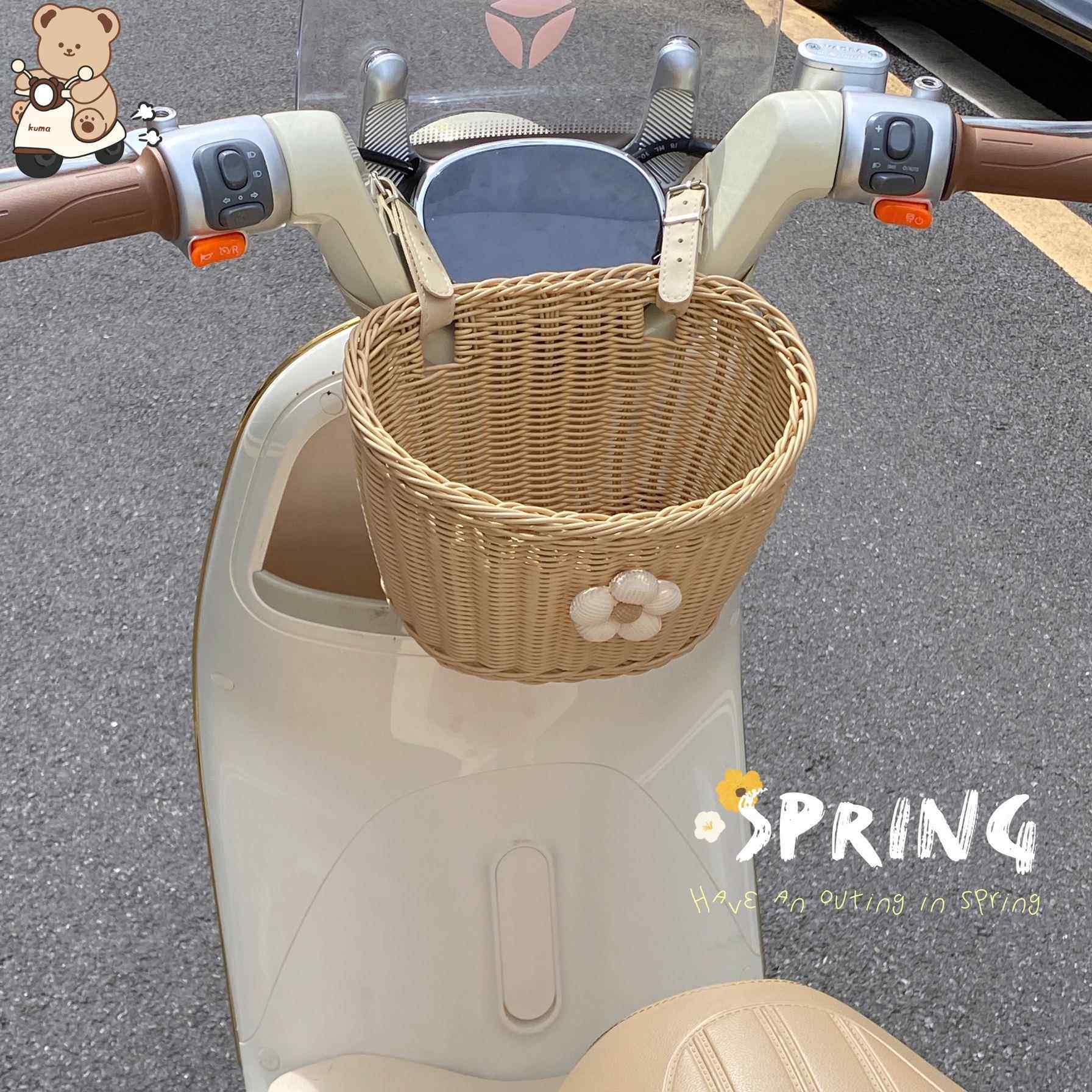 粗把手前置编织篮电动车收纳推车筐车尾挂篮自行车电动车通用防水,电动车/配件/交通工具,电动车挂包,淘宝优惠券,粉丝福利购,淘宝优惠卷