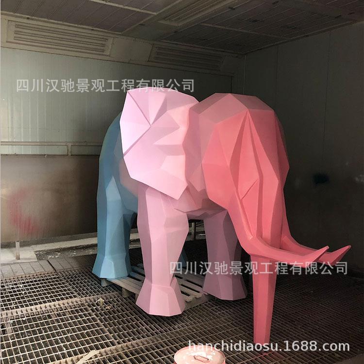 玻璃钢大象雕塑儿童游乐场雕像动物园游乐园几何动物景观装饰摆件