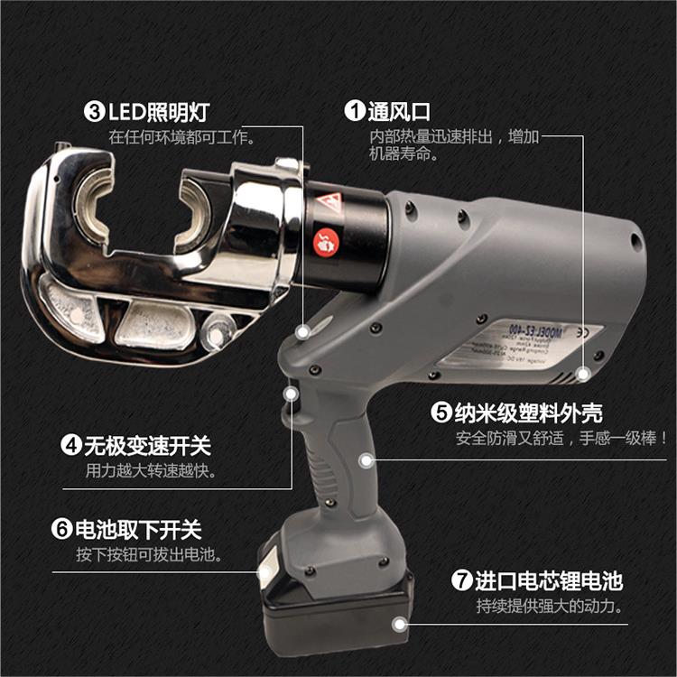 EZ-400充电式液压钳电动压线钳300接H型线夹剪切二合一端子压接钳