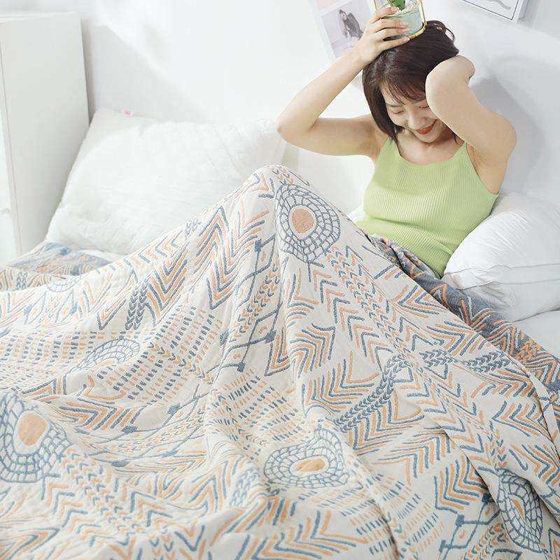 毛巾盖毯纯棉纱布夏天被子毯子午睡老式怀旧双人夏季大人薄款盖被