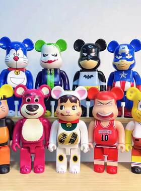 bearbrick400%暴力熊公仔客厅摆件手办搪胶积木熊玩偶潮玩熊盲盒