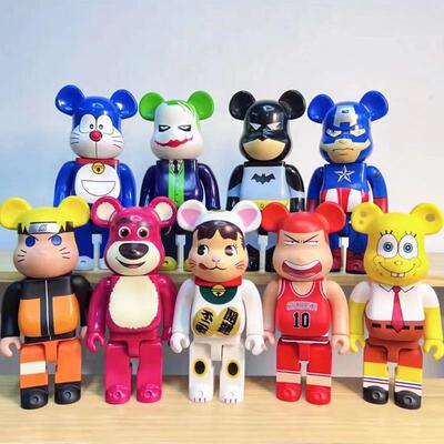 bearbrick400%暴力熊公仔客厅摆件手办搪胶积木熊玩偶潮玩熊盲盒