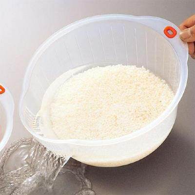 日本进口塑料淘米篮家用洗米洗菜盆果蔬沥水篮收纳盆洗菜池淘米箩