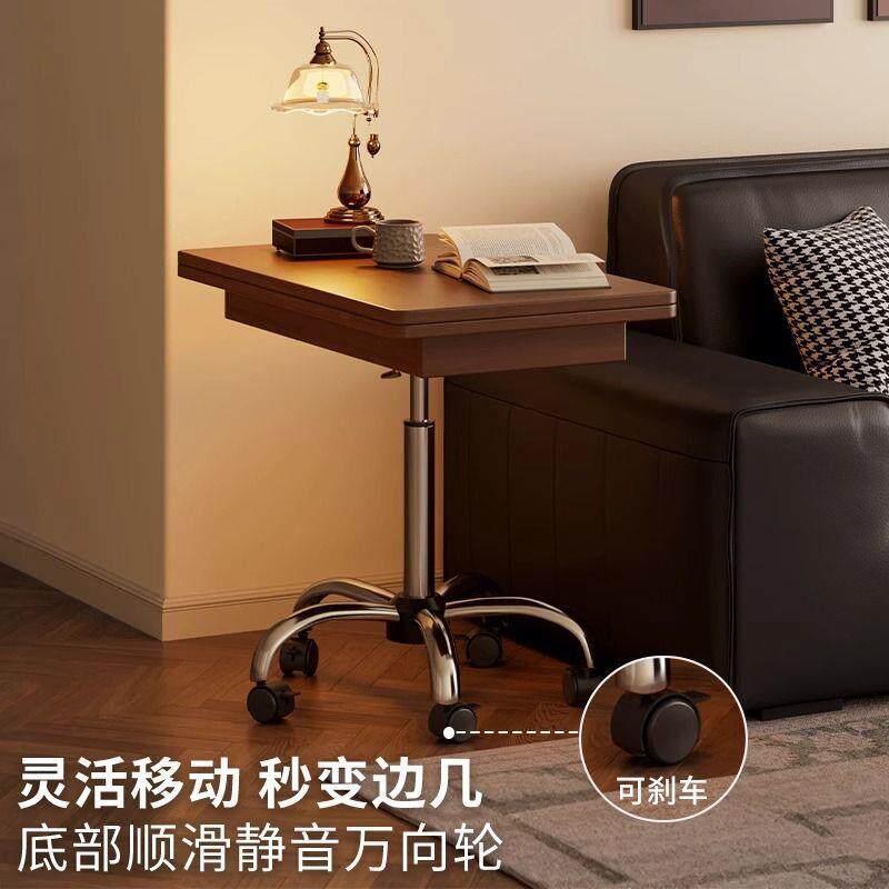 可折叠升降茶几餐桌小户型家用收纳多功能带轮桌子两用款置物推车