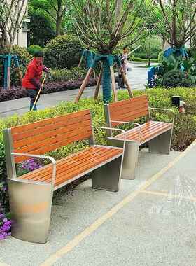 户长椅外不锈钢公园椅商街观广场景座椅小区业广场休闲椅长HK1810