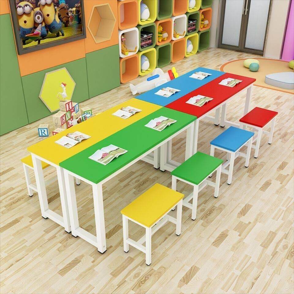 小学幼儿园彩色课桌椅儿童画室桌美术手工绘画桌补习辅导班培训桌