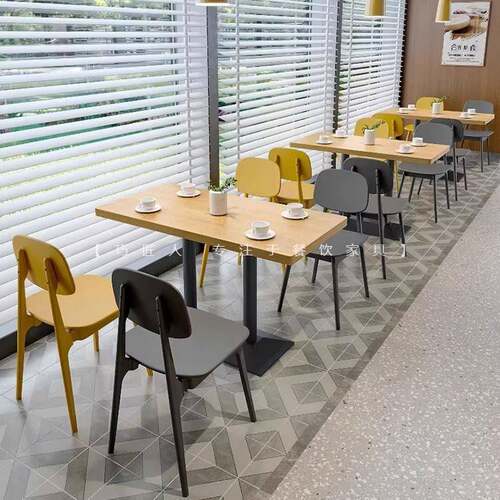 学校食堂桌椅组合小吃奶茶店麻辣烫饭店餐饮岩板员工餐厅桌子商用