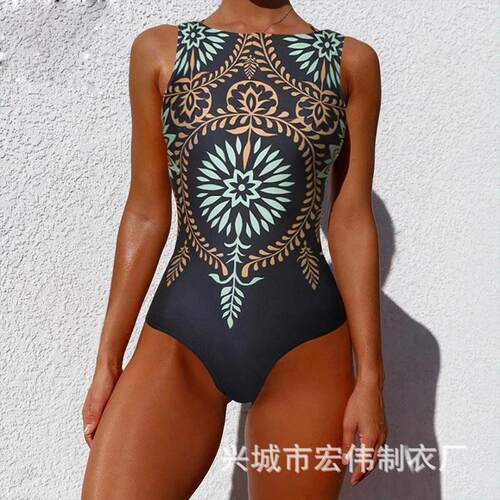One piece swimsuit, ethnic print bikini swimsuit