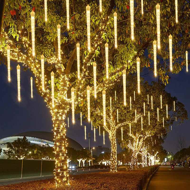 户外防水太阳能冰锥流星雨led灯彩灯串灯满天星氛围挂树装饰树灯