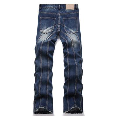 Men Straight Flared Jeans 男士拼接油漆直筒修身喇叭牛仔裤
