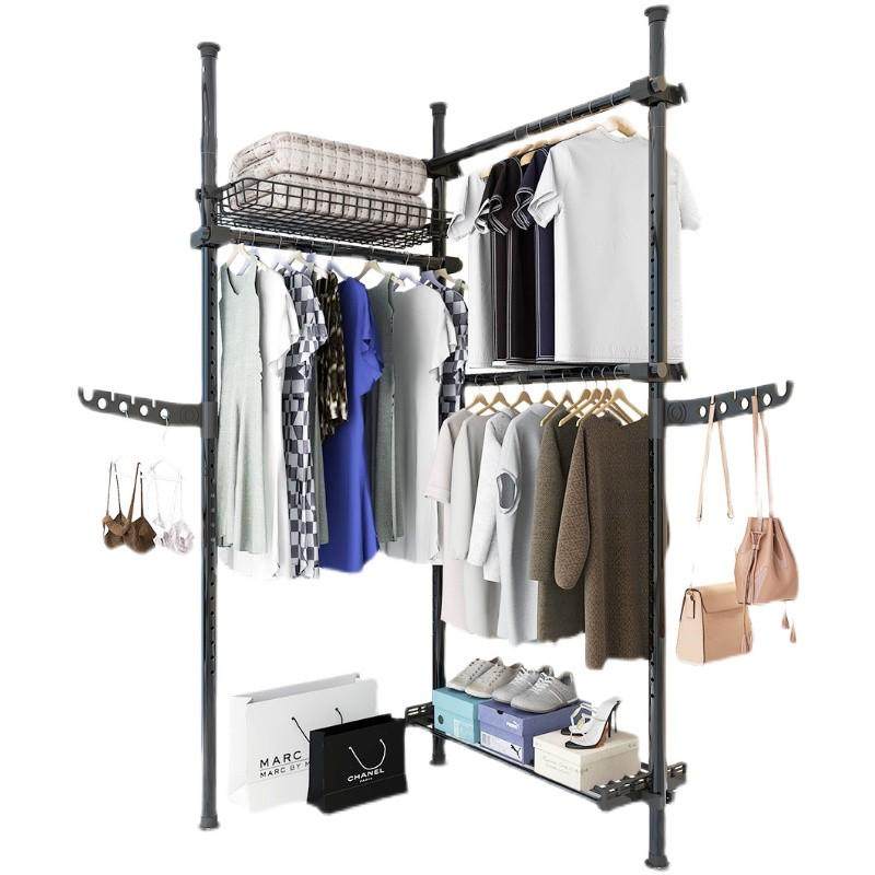 R*家用顶天立地置衣架卧室落地晾衣架免打孔伸缩衣柜收纳置物衣帽,收纳整理,多夹子晾衣架,淘宝优惠券,粉丝福利购,淘宝优惠卷