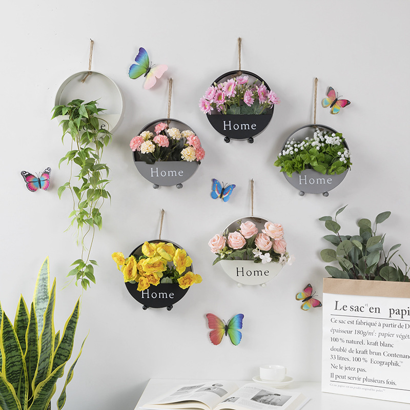 客厅卧室墙面房间假花装饰品墙壁饰墙上创意绿植挂饰挂件仿真壁挂