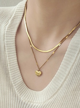 爱心钛钢项链小众设计百搭项链