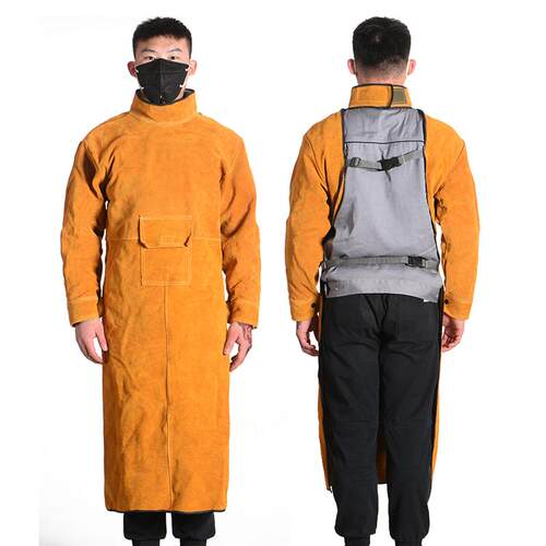 高档牛皮电焊防护工焊工焊接隔热防烫反穿衣服防作辐射皮服皮罩衣