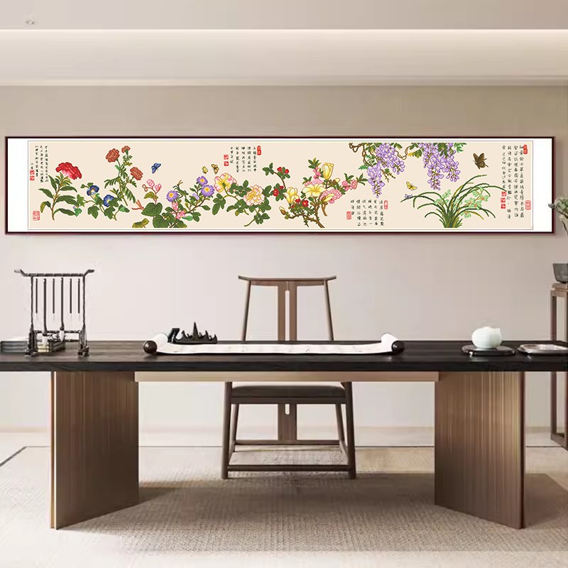 十字绣百花图2024年新款线绣客厅高端蝴蝶花卉系列古绢布自己绣
