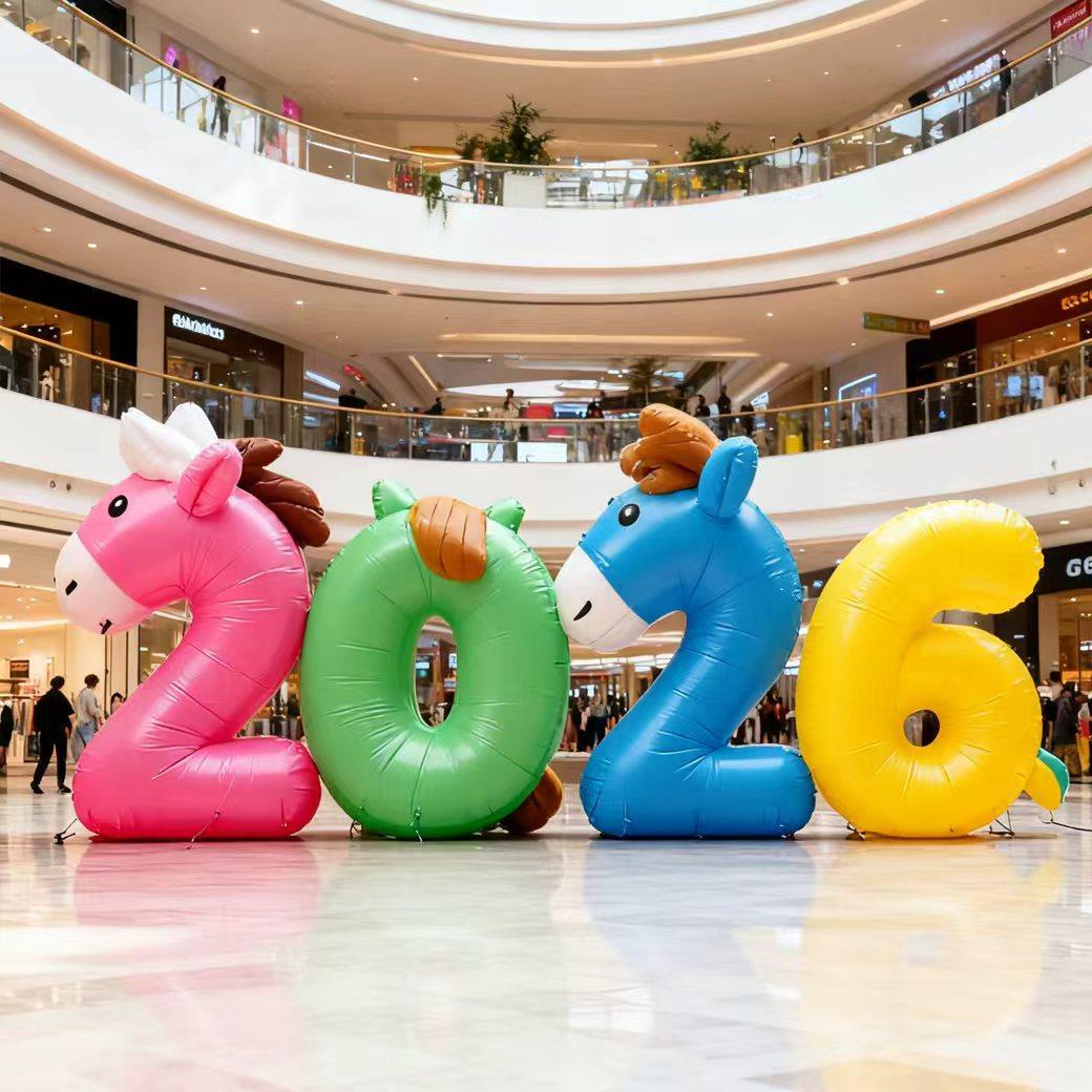 2026新年数字充气模型烟花造型商场装饰道具商场美陈打卡气模定制