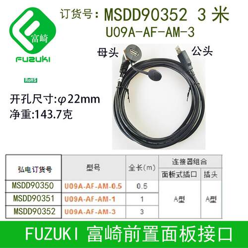 适用现货FUZUKI富崎MSDD90352机床通信转换器直径22mmUSB转接防尘