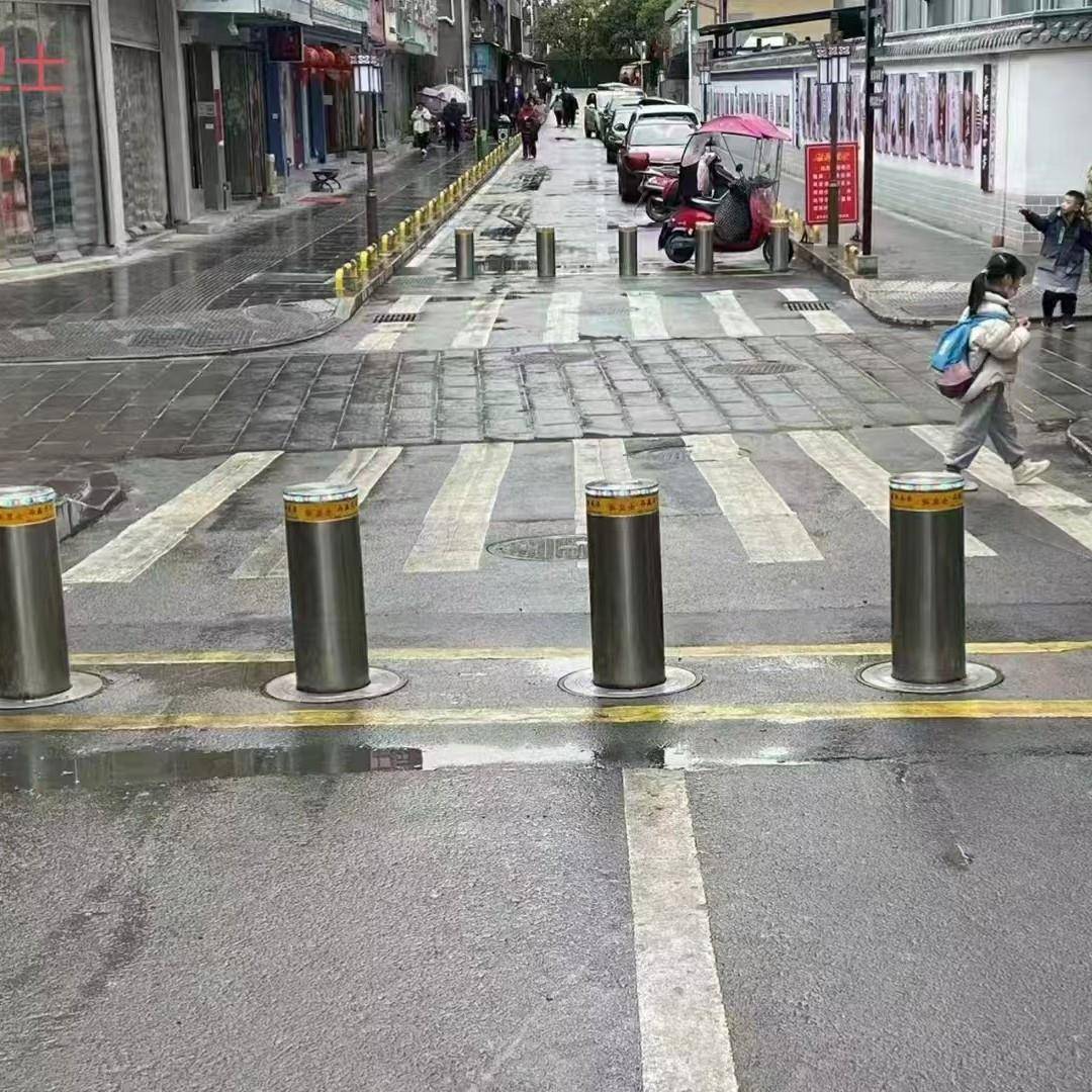 学校门口全自动液压升降柱安全设施遥控路障不锈钢步行街防撞柱