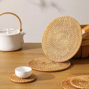 Handmade rattan tea pot coaster, cup mat, and trivet. Creati