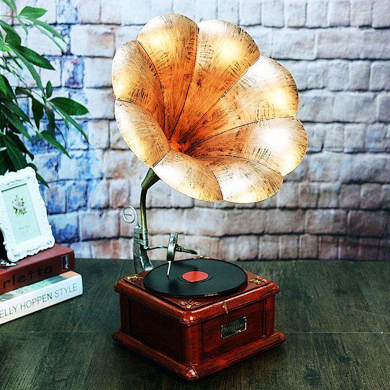 大号复古留声机模型摆件居家装饰金属工艺品创意摄影道具碟片唱机