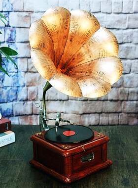 大号复古留声机模型摆件居家装饰金属工艺品创意摄影道具碟片唱机