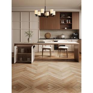 法桌式 复古齐平岛台餐一体桌洞石岩板322桌大小户型中餐古风椅组