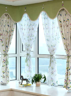 9WOR棉麻亚麻小清新卧室窗帘布料成品飘窗田园落地窗纱帘简约现代