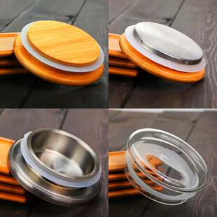 凉水壶盖子竹盖玻璃盖不锈钢盖冷水壶水杯茶叶储物罐盖子茶具配件