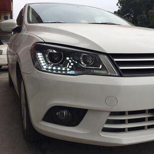 新捷达大灯13 led日行灯双光透镜LED氙气总成前大灯 16改装