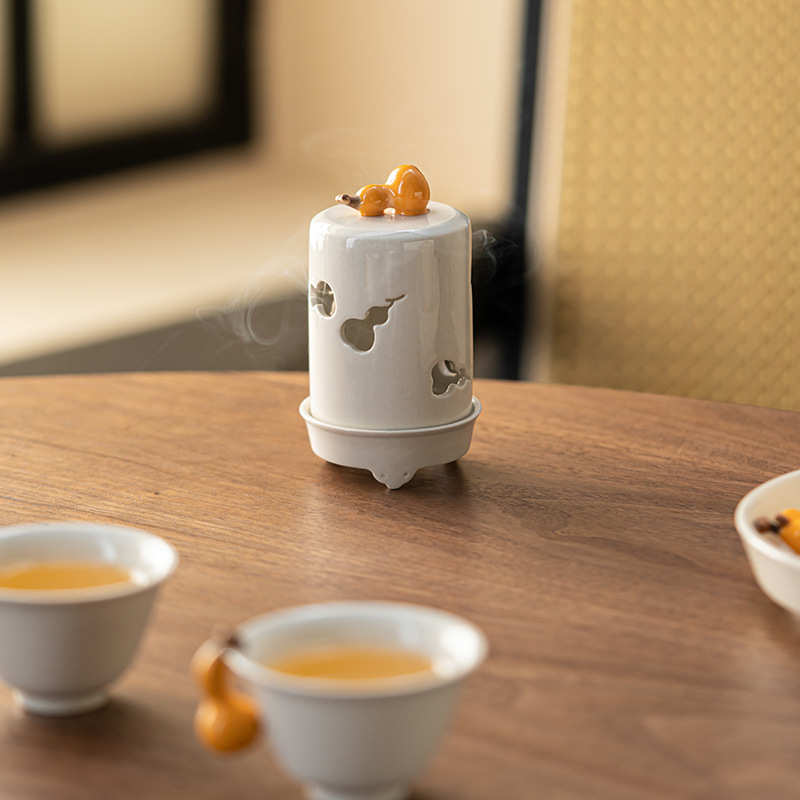 葫芦香陶瓷家用草木灰摆件茶室炉香炉室内盘香茶桌新品 薰炉禅意