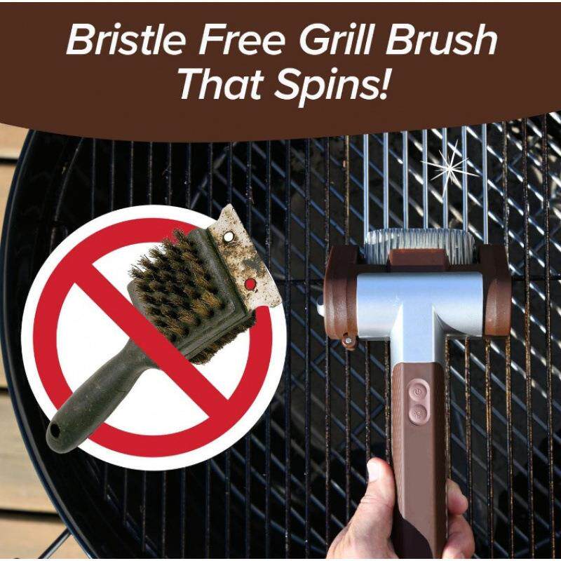 烧烤清洁器刷不锈钢304滚轮烧烤刷带LED灯刷旋转烧烤刷