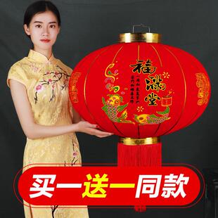 过年新年大红色绒布福字灯笼家用挂饰户外阳台装饰布置中国风吊灯