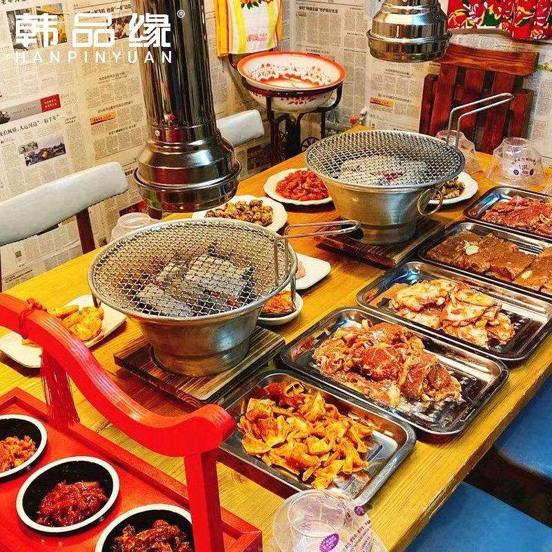 地炉桌烤肉泥炉商圆用碳烤韩式烤肉炉老式形烤炉地老式炭火摊炭烧