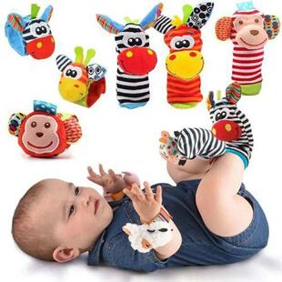 Animal Ratt Months Strap Wrist Socks Toys Rattles Baby