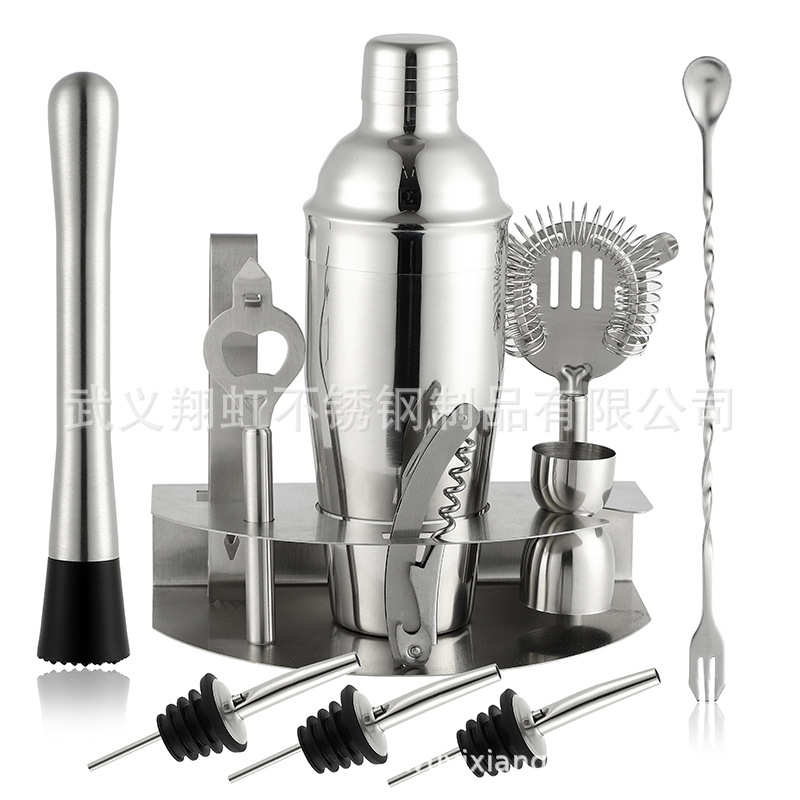 厂家直销不锈钢调酒器套装7件套12件套LOGO酒吧工具鸡尾酒雪克杯