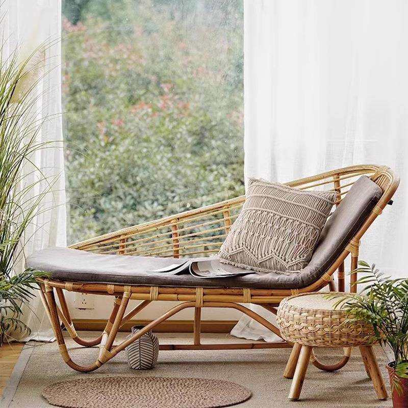 佛山家具北欧复古贵妃躺椅阳台午睡椅子真藤藤椅藤编藤艺追梦躺椅