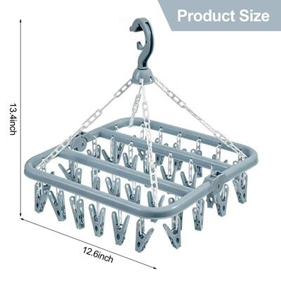 Foldable Drip Hanger with 32 Clips - Plastic Hanging Drying