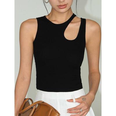 S 42607 Asymmetric Hollow Design Tank Top 不规则镂空背心